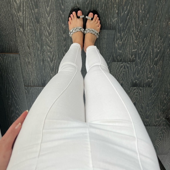 White Split Hem High Waist Pants Street Style Chic - Size S - Picture 3 of 14